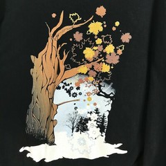 Mens 3X Black T-Shirt American Apparel Fall /Winter Scene Made in USA! Good Cond