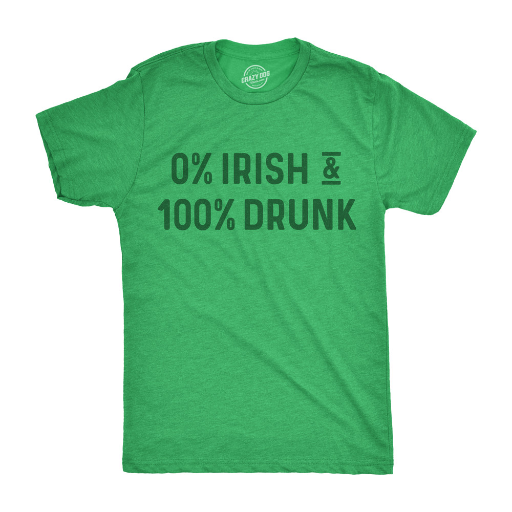 Mens 0% Irish 100% T Shirt Funny St Saint Patricks Day Drinking Tee Guys