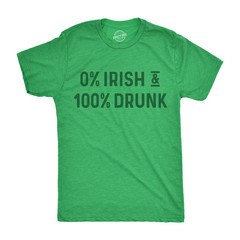 Mens 0% Irish 100% T Shirt Funny St Saint Patricks Day Drinking Tee Guys