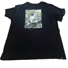 Nike Air Jordan Sz XL 1 Gold Toe Shoe Sneakers T-Shirt Size Extra Large Black