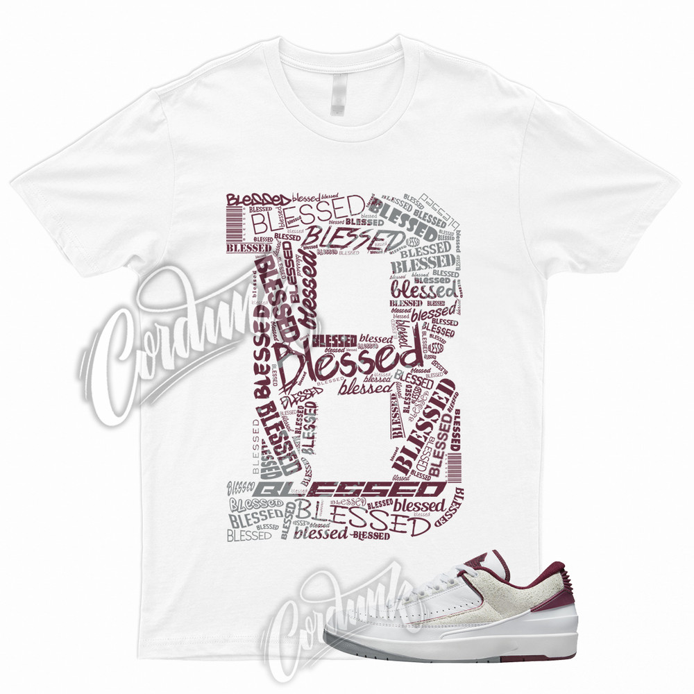 BLESSED T Shirt to 2 Low Cherrywood Red Light Steel Grey Bordeaux Maroon Dunk 1