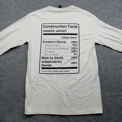 Vander Jacket Gildan Shirt Mens Small White Construction Graphic Long Sleeve