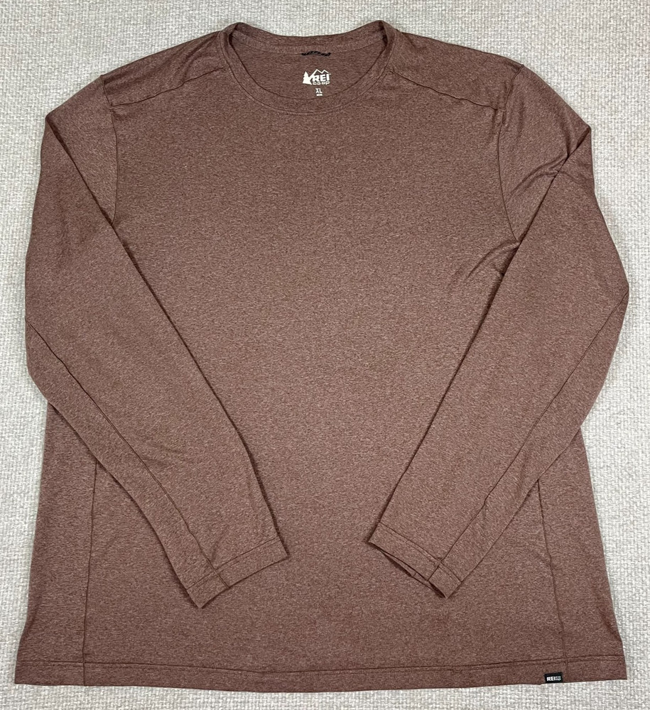 REI Co-Op T-Shirt Long Sleeve Base Layer Sahara Men’s Size XL Heather Brown