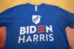 2024 Joe Biden / Kamala Harris Blue L T-Shirt 100% Cotton Sponsored By AFT.