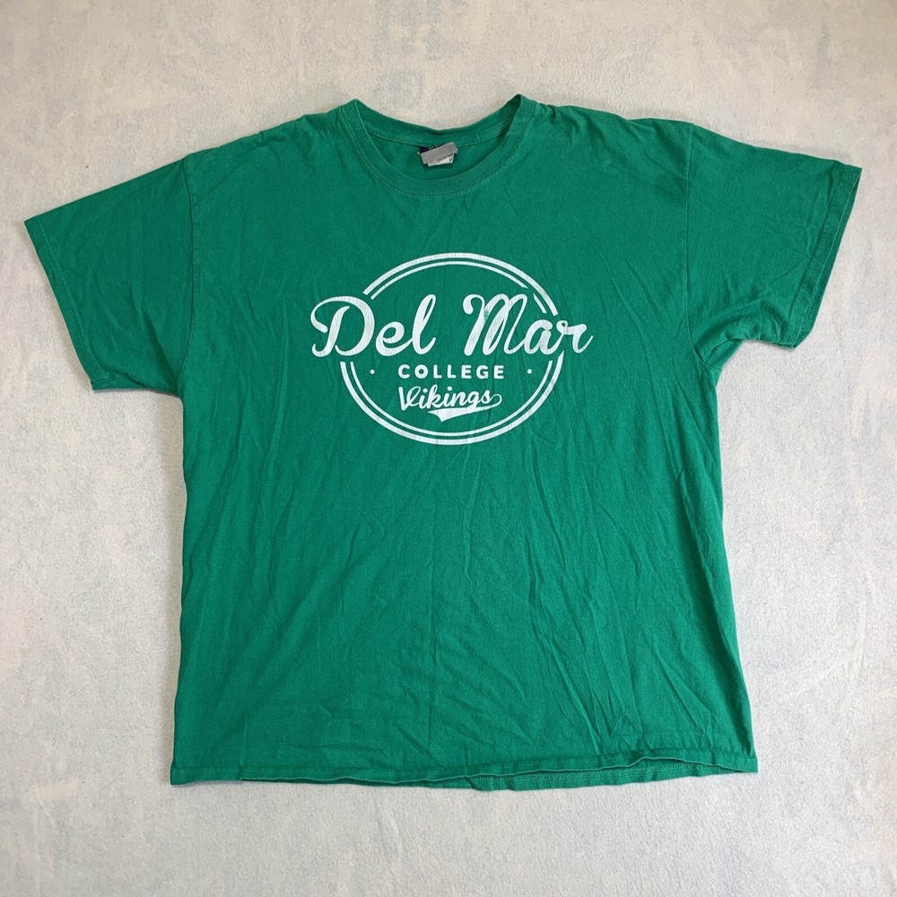 Del Mar College Vikings T Shirt Mens XL Green MV Sport Short Sleeve 100% Cotton