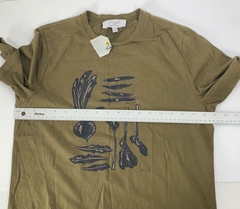 Seasalt Midwatch T-Shirt Small Mens Olive Green Vegetables Print Organic Cotton