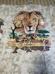 Rare Vintage 90s Liquid Blue No Pupil Lion T Shirt Single Stich AOP NWT