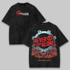 Gears of War “Never Fight Alone” Lightweight Cotton T-Shirt, Game Fan Gif