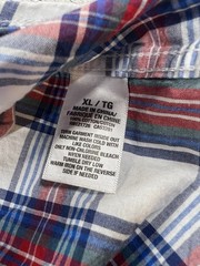 Men’s XL /TG Aeropostale NYC Short Sleeve Button Up Plaid Blue White Red Green