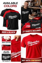 Milwaukee Style T-Shirt 2 Pack Red & Black 100% Cotton | Mechanic Work Shirt