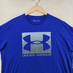 Under Armour Heatgear Loose Fit Men’s Size XL Solid Blue Logo Crew-Neck T-Shirt