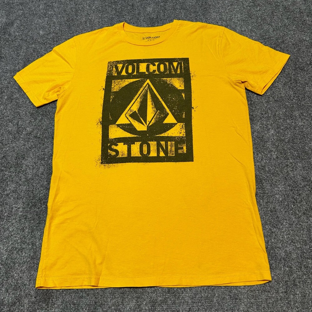 Volcom Shirt Mens Medium Yellow Cotton Tee Short Sleeve Stone Logo