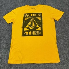 Volcom Shirt Mens Medium Yellow Cotton Tee Short Sleeve Stone Logo