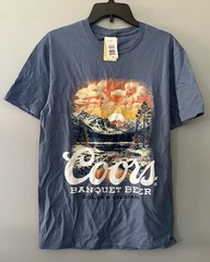 COORS Beer Shirt Mens Medium Blue Outdoor Brew Mountains Casual Classic NWT