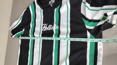 Hollister Must-Have Collection Tshirt Vertical Striped Black Green Mens Medium