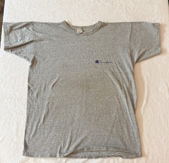 Vintage 80s Champion Cotton Rayon Gray Distressed Single Stitch T Shirt Sz XL