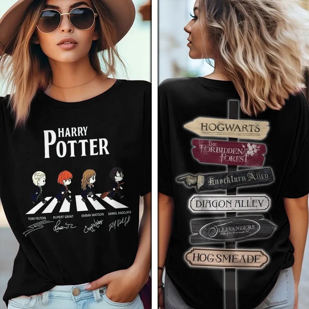 Harry Potter Abbey Road Shirt Chibi Characters Signed Hogwarts Diagon Alley Tee