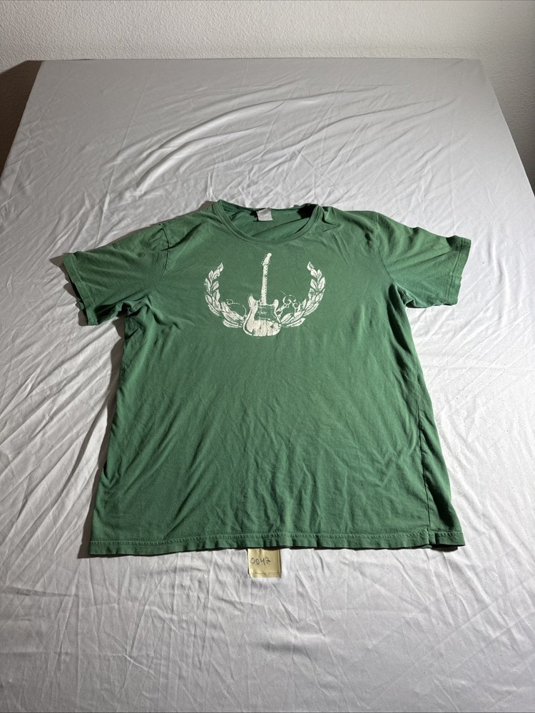 Vtg Utility Brand Y2K Green T Shirt Guitar Halo XL Soft 100% Cotton