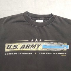 VTG US Army Shirt Mens M Black Crewneck Combat Proven Infantry 7.62 Design Y2K