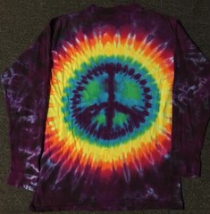 Vtg 90s Peace Tie Dye AOP Shirt M USA Single Stitch Hippie Surf Grunge Biker 80s