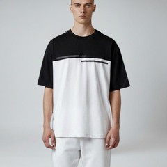 $98 Boss by Hugo Boss NEW Colorblock Black & White Cotton Mens Med T-Shirt Tee