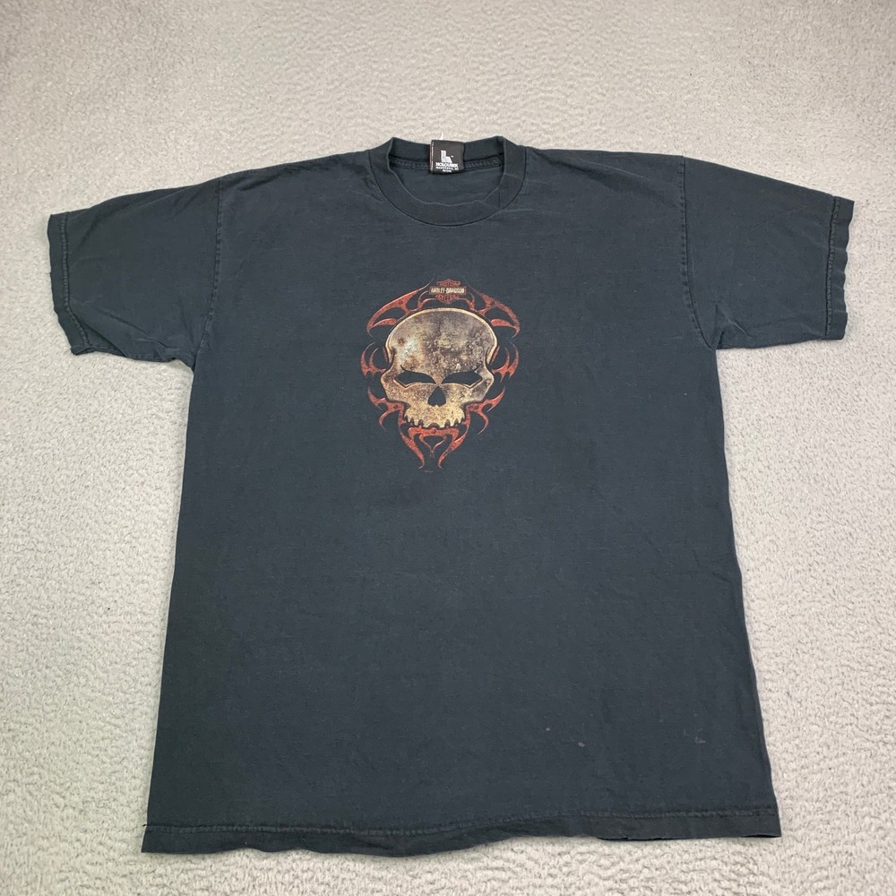 Vtg Harley Davidson Skull Tee Shirt Mens XL Black Daytona Beach FL Short Sleeve