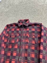 Vintage 60s Champion Cotton Red Plaid Flannel Shirt Size L Gusset Paint Splatter