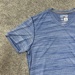 Adidas Ultimate Tee Men 2XL Blue Space Dye Athletic Performance T Shirt