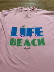 Vintage 1980s Life Is A Beach Florida Pink T-Shirt Large 80s Souvenir