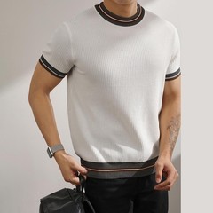 Mens Knitted Top Casual Business Shirt Business Casual Machine Friendly Care