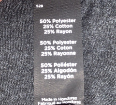Large Charcoal Men’s Short Sleeve T-shirt 50% Polyester, 25% Cotton, 25% Rayon