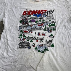 Vintage White Single Stitch T-Shirt Budapest 90s Retro Print Mens 2XL