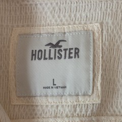 Hollister Mens L Boxy Camp Shirts Lot of 2 Crochet Style Seersucker Resort Beach