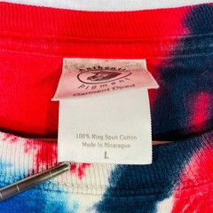 Authentic Pigment Mens Tie Dye T-Shirt Red White Blue Spiral Cotton Large L