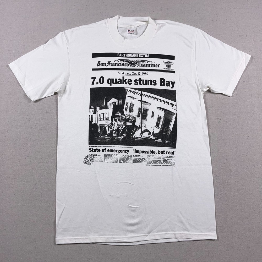 VTG 1989 San Francisco Earthquake T Shirt Mens Large Examiner Single Stitch 80s