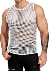 Mens Mesh Fishnet Muscle Tank Tops See Through Sleeveless Summer Clubwear Shirts