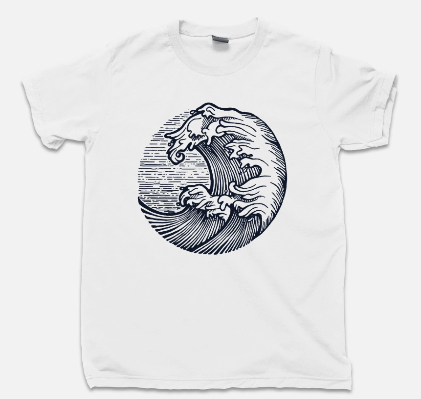 Ocean Waves T Shirt Deep Blue Sea Diving Sailing Surfing Beach Conservation Tee