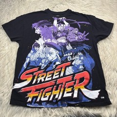 Street Fighter Men’s XL Black Large Scale All Over Graphic Tee Brisco Brands