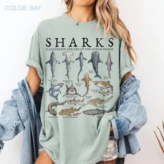 Vintage Shark Species T-Shirt Marine Biology Graphic Tee Ocean Lover Nature Gift