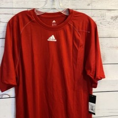 Adidas Tee Shirt Top Mens Small Red Short Sleeve Climate Crew Logo Basic