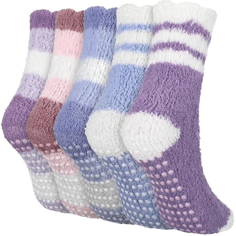 10 Pairs Fuzzy Grippy Socks for Women Hospital Non Slip Slipper Socks Adult W…