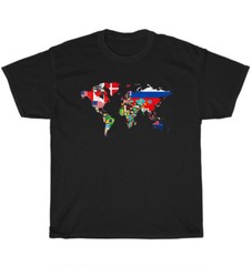 International World Flags World Map Travel Countries Geography T-Shirt Unisex