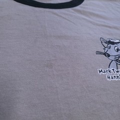 Vtg Mark Twain Shirt Riverboat Hannibal Missouri River Rat Ringer XL Distressed