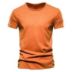 100% Cotton Round Neck Design Slim Fit Soild Color Short Sleeve T Shirt for Men