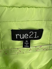 Rue 21 Top Unisex Sz XL Lime Green Long Sleeves Open Mesh Drawstring 1/4 Zip