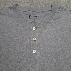 Pact Shirt Mens Large Gray Organic Cotton Softspun Long Sleeve Henley Casual