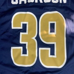 Nike NFL Mens XL Los Angeles Rams Steven Jackson 39 Jersey Navy Gold On Field