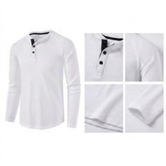 Men’s 95% Polyester 5% Spandex Long Sleeve Undershirt for Henry Collar T Shirt