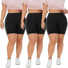 3 Pack Plus Size 8in Biker Shorts for Women – High Waisted Black Maternity Yo…