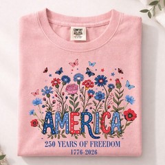 America 250 Wildflower Shirt Floral Independence Day Comfort Colors Tee